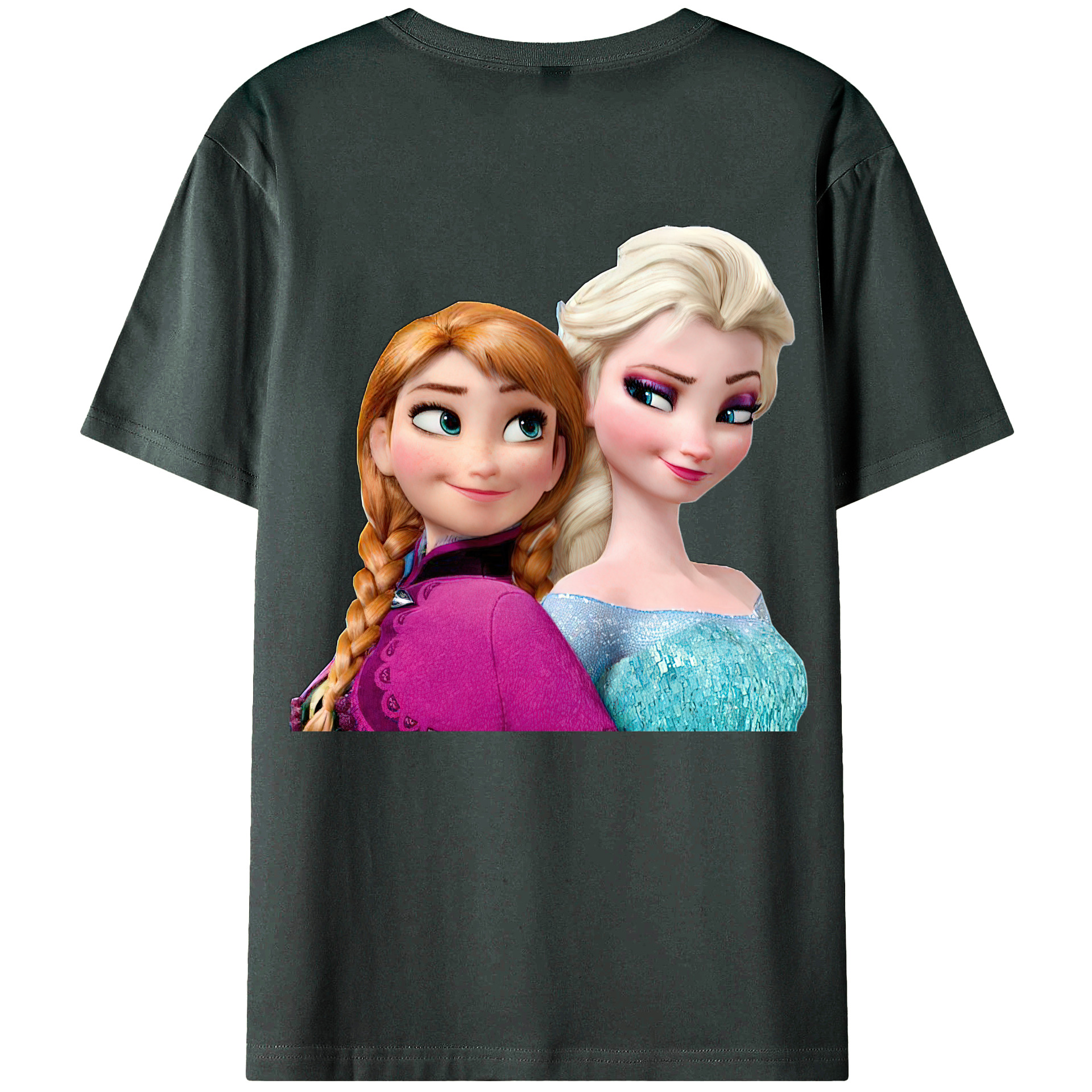 （画像用） アナと雪の女王 アンナ エルサ Frozen Anna Elsa 綿100％ メンズ半袖Tシャツ（バックプリント） 通気性